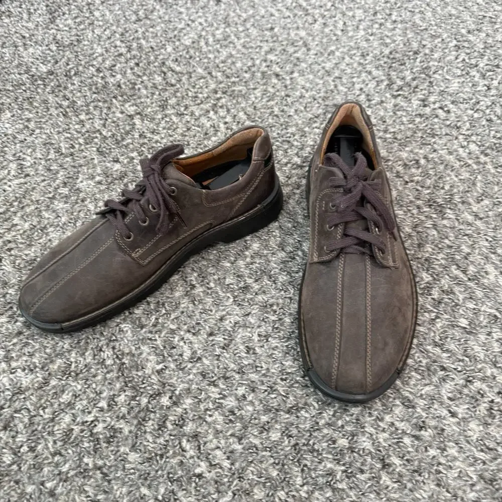 ECCO Fusion Brown Nubuck Leather Lace Up Casual Bicycle Oxford EU 44 US 10-10.5